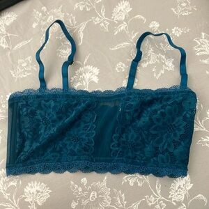 Blue Velvet Bandeau with Adjustable Straps